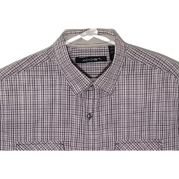 Axist Button Up Casual Shirt Mens Small Grey Mini Check A(x)ist New Without Tags - Picture 2 of 3